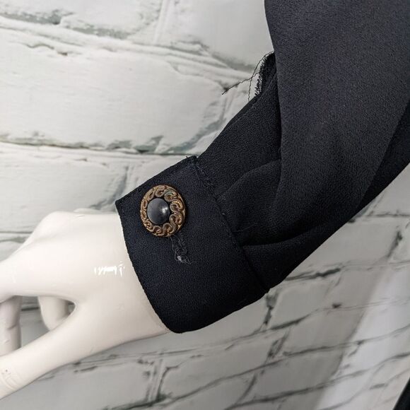 90s jumpsuit, black jumpsuit, one piece pant suit, wide leg pant suit SZ 8 - Picture 8 of 9